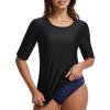 imagebaleaf UPF50 Rash Guard for Women Elbow Length UV Protection Swim Shirts Quick Dry Sun Shirts Lightweight Swimsuits TopBlack