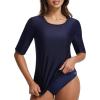 imagebaleaf UPF50 Rash Guard for Women Elbow Length UV Protection Swim Shirts Quick Dry Sun Shirts Lightweight Swimsuits TopNavy Blue