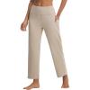 imagebaleaf Womens 25 Yoga Pants Wide Leg Ankle Pant with Pockets High Waist Petite Stretchy Casual TravelKhaki