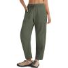 imagebaleaf Womens Barrel Hiking Ankle Pants Water Resistant UPF 50 Travel Baggy Ripstop Trousers with 5 Pockets Casual SlacksArmy Green