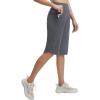 imagebaleaf Womens Bermuda Long Shorts 14 Knee Length with Zipper Pockets Athletic Shorts Walking Athletic Casual SummerDark Gray