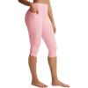 imagebaleaf Womens Capri Leggings with Pockets High Waisted Yoga Capris Pants Tummy Control Workout CasualLight Pink