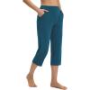 imagebaleaf Womens Capri Pants High Waisted Straight Leg Yoga Capris Leggings with Pockets Crop Workout 21 Summer PantsBlue