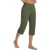 imagebaleaf Womens Capri Pants with Pockets High Waisted Yoga Capri Leggings 18 Cropped Pants Workout Straight Leg Casual SummerArmy Green