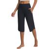 imagebaleaf Womens Capri Pants with Pockets Straight Leg Yoga Capri Leggings 17 MidCalf Capris WorkoutBlack