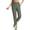 imagebaleaf Womens Golf Pants with Belt Loop Deep Pockets Stretch Travel Casual Work Petite Ankle Slacks LightweightArmy Green