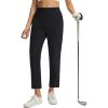 imagebaleaf Womens Golf Pants with Belt Loop Deep Pockets Stretch Travel Casual Work Petite Ankle Slacks LightweightBlack