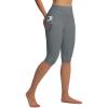 imagebaleaf Womens Knee Length Capri Leggings with 3 Pockets Yoga Capri Pants High Waisted Summer Casual WokroutDark Gray