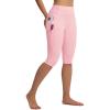 imagebaleaf Womens Knee Length Capri Leggings with 3 Pockets Yoga Capri Pants High Waisted Summer Casual WokroutLight Pink