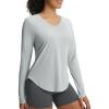 imagebaleaf Womens Long Sleeve Sun Shirts UPF50 UV Protection V Neck Rash Guard Lightweight Quick Dry Workout Hiking TopsLight Gray
