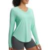 imagebaleaf Womens Long Sleeve Sun Shirts UPF50 UV Protection V Neck Rash Guard Lightweight Quick Dry Workout Hiking TopsLight Green
