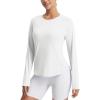 imagebaleaf Womens Long Sleeve Workout Tops Running Cooling Shirts UPF 50 Soft Quick Dry Lightweight Atheltic Gym Outdoor HikingWhite