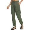 imagebaleaf Womens Ripstop Hiking Pants with 6 Pockets Water Resistant Joggers Lightweight Quick Dry Elastic Waist Travel PantsArmy Green