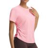 imagebaleaf Womens Short Sleeve Yoga Shirts Soft UPF 50 Workout Tops Sun Protection Athletic TShirtsLight Pink