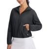 imagebaleaf Womens Sun Jackets Lightweight Packable Long Sleeve Hoodie Zip Up UPF 50 Crop Shirts Water Resistant Tops WorkoutBlack