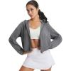 imagebaleaf Womens Sun Jackets Lightweight Packable Long Sleeve Hoodie Zip Up UPF 50 Crop Shirts Water Resistant Tops WorkoutDark Gray