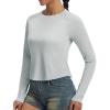 imagebaleaf Womens UPF 50 Long Sleeve Sun Shirts Crop Rash Guard UV Workout Tops SPF Slim Fit Lightweight Athletic HikingLight Gray