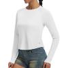 imagebaleaf Womens UPF 50 Long Sleeve Sun Shirts Crop Rash Guard UV Workout Tops SPF Slim Fit Lightweight Athletic HikingWhite