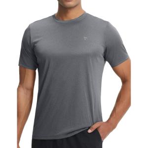 imageBALEAF Mens Sun Protection Shirts UPF 50 Short Sleeve TShirts Swim Rash Guard Quick Dry Lightweight Hiking FishingHeather Gray