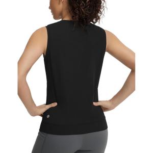 imageBALEAF Womens Sleeveless Workout Tank Tops Stretch Soft Top Yoga Athletic Running Breathable Lightweight Tennis Shirts GymBlack