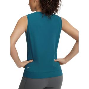 imageBALEAF Womens Sleeveless Workout Tank Tops Stretch Soft Top Yoga Athletic Running Breathable Lightweight Tennis Shirts GymBlue