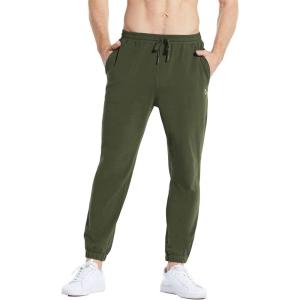 imagebaleaf Mens 27 Cotton Sweatpants Sports Running Hiking Joggers Pants Lightweight Lounge Pocketed Pajamas 78 LengthAgreen