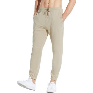 imagebaleaf Mens 27 Cotton Sweatpants Sports Running Hiking Joggers Pants Lightweight Lounge Pocketed Pajamas 78 LengthAkhaki