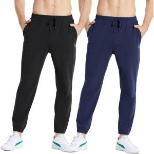 imagebaleaf Mens 27 Cotton Sweatpants Sports Running Hiking Joggers Pants Lightweight Lounge Pocketed Pajamas 78 LengthBblackblue