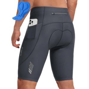 imagebaleaf Mens 4D Padded Bike Shorts Cycling Zipper Pockets Biking Bicycle Mountain Riding Biker Cycle UPF 50Dark Gray