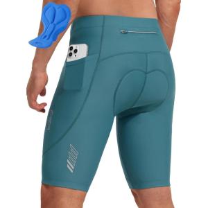 imagebaleaf Mens 4D Padded Bike Shorts Cycling Zipper Pockets Biking Bicycle Mountain Riding Biker Cycle UPF 50Dark Green