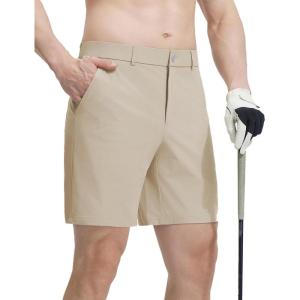 imagebaleaf Mens Classic Fit Golf Shorts 7 Inch with 5 Pockets Stretch Lightweight Work Casual Athletic Short Zipper Fly FrontKhaki