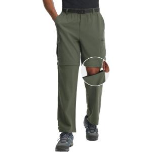 imagebaleaf Mens Convertible Hiking Pants Ripstop Lightweight Quick Dry Water Resistant Cargo Pants Zip Off Fishing OutdoorArmy Green