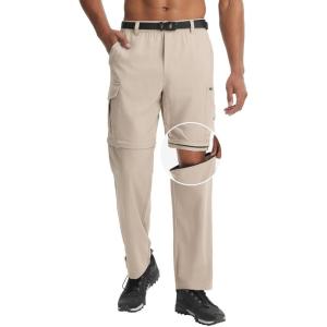 imagebaleaf Mens Convertible Hiking Pants Ripstop Lightweight Quick Dry Water Resistant Cargo Pants Zip Off Fishing OutdoorKhaki