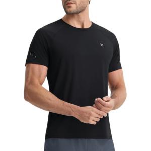 imagebaleaf Mens Cooling Workout Shirts Short Sleeve Athletic TShirts Sun Protection Quick Dry Moisture Wicking Running BeachBlack