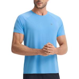 imagebaleaf Mens Cooling Workout Shirts Short Sleeve Athletic TShirts Sun Protection Quick Dry Moisture Wicking Running BeachBlue