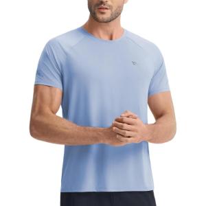 imagebaleaf Mens Cooling Workout Shirts Short Sleeve Athletic TShirts Sun Protection Quick Dry Moisture Wicking Running BeachLight Blue