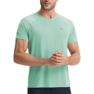 imagebaleaf Mens Cooling Workout Shirts Short Sleeve Athletic TShirts Sun Protection Quick Dry Moisture Wicking Running BeachLight Green