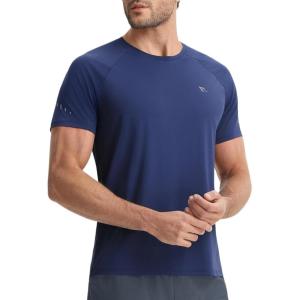 imagebaleaf Mens Cooling Workout Shirts Short Sleeve Athletic TShirts Sun Protection Quick Dry Moisture Wicking Running BeachNavy Blue