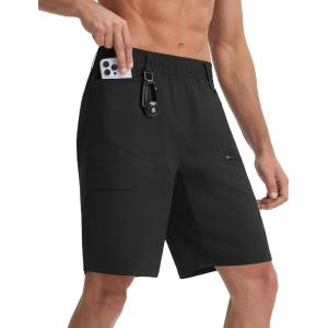 imagebaleaf Mens Hiking Cargo Shorts with 6 Pockets Gear Loops 11 Lightweight Water Resistant Quick Dry Work Travel ShortsBlack