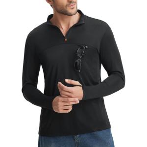 imagebaleaf Mens Long Sleeve Sun Shirts 14 Zip Up UPF 50 Fishing Hiking Lightweight Rash Guard UV Outdoor Running Shirt TeesBlack