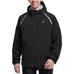imagebaleaf Mens Rain Jacket Waterproof Windbreaker Raincoat Running Cycling Hiking Gear Hood Lightweight Reflective PackableCblack