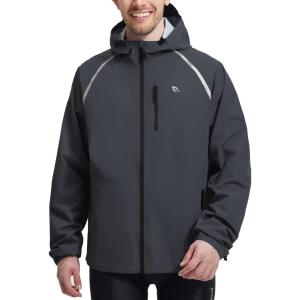 imagebaleaf Mens Rain Jacket Waterproof Windbreaker Raincoat Running Cycling Hiking Gear Hood Lightweight Reflective PackableCdark Gray