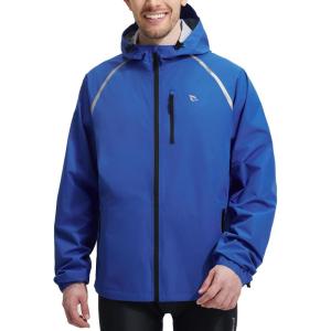 imagebaleaf Mens Rain Jacket Waterproof Windbreaker Raincoat Running Cycling Hiking Gear Hood Lightweight Reflective PackableCroyal Blue