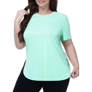 imagebaleaf Plus Size Workout Tops for Women Short Sleeve Loose Fit Shirts Crew Neck Quick Dry UPF50 Athletic Gym YogaLight Green