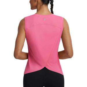 imagebaleaf Women Running Sleeveless Tops Athletic Tank Tops Workout Open Back UPF 50 Tennis Gym Loose Fit LightweightPink