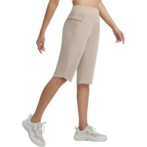 imagebaleaf Womens Bermuda Long Shorts 14 Knee Length with Zipper Pockets Athletic Shorts Walking Athletic Casual SummerKhaki