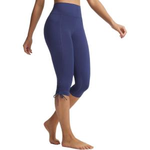 imagebaleaf Womens Capri Leggings with Pockets High Waisted Yoga Capris Pants Tummy Control Workout CasualNavy Blue