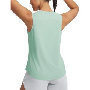 imagebaleaf Womens Cooling Workout Tank Tops Quick Dry Loose Fit Athletic Tops Sleeveless Shirts UPF50 Lightweight Running GymLight Green