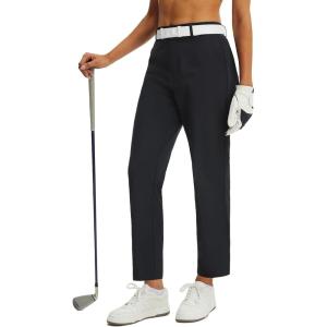 imagebaleaf Womens Golf Pants Straight Leg Stretch Work Travel Pant with Pockets Dressy Bussiness Casual Slacks UPF 50Black