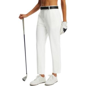 imagebaleaf Womens Golf Pants Straight Leg Stretch Work Travel Pant with Pockets Dressy Bussiness Casual Slacks UPF 50Star White